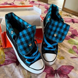 Collection B Checkered Black and Blue Sneakers